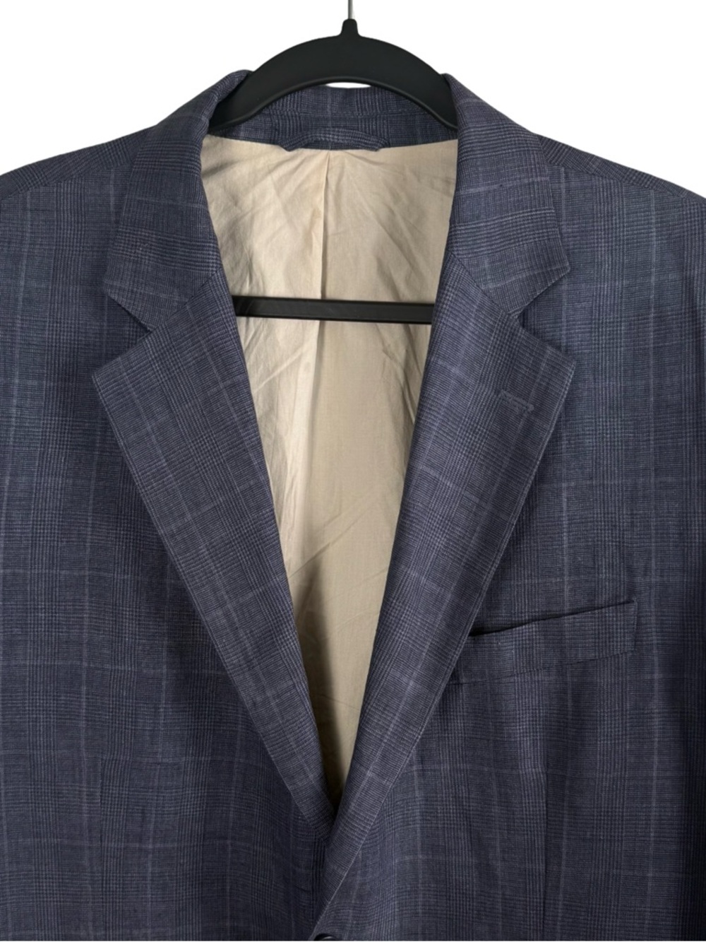 Tasso Elba Island 100% Linen Blue Plaid Blazer Sport Coat – 42-44 Large - Picture 3 of 11